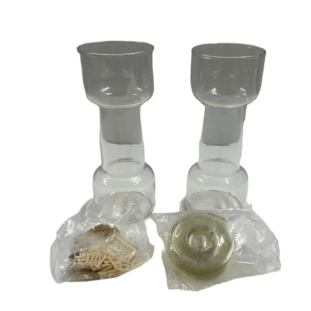CORNING Vintage PAIR Of PYREX Tall FLOATING UN-CANDLE Lot 1970s